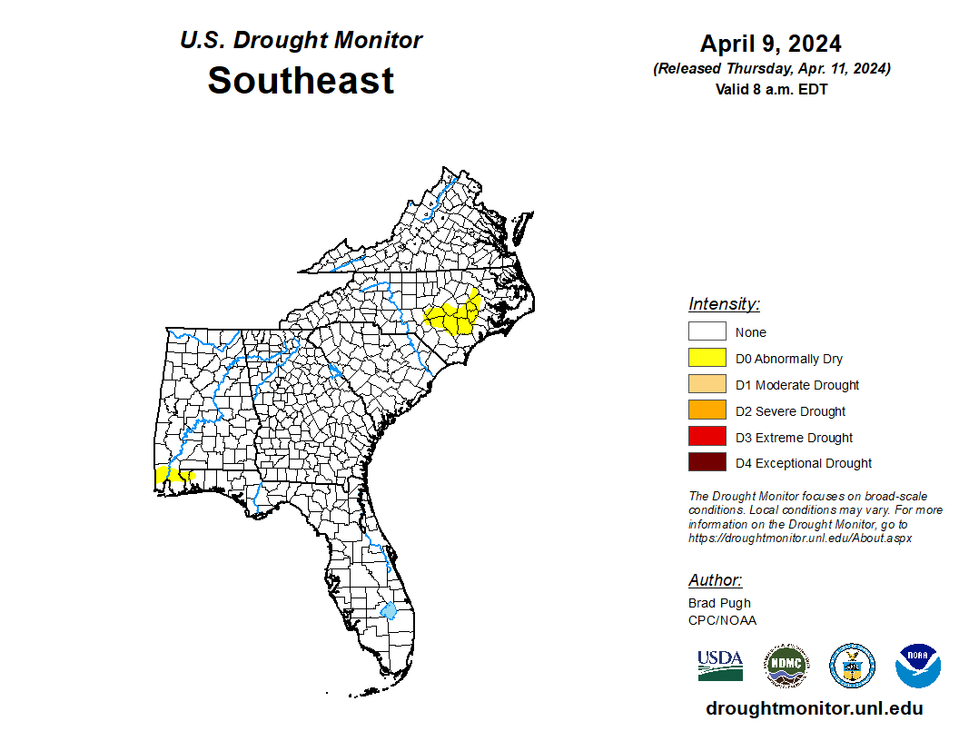 Featured image for “Few Abnormally Dry Areas in Southeast”