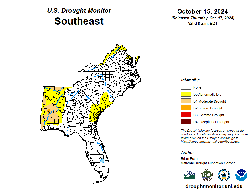 Featured image for “Drought Monitor: Dry Conditions Worsening Across Alabama”