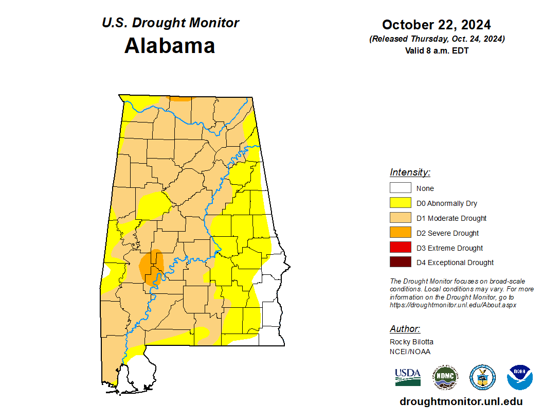 Featured image for “Drought Monitor Update: Moderate Dry Conditions Cover Most of Alabama”