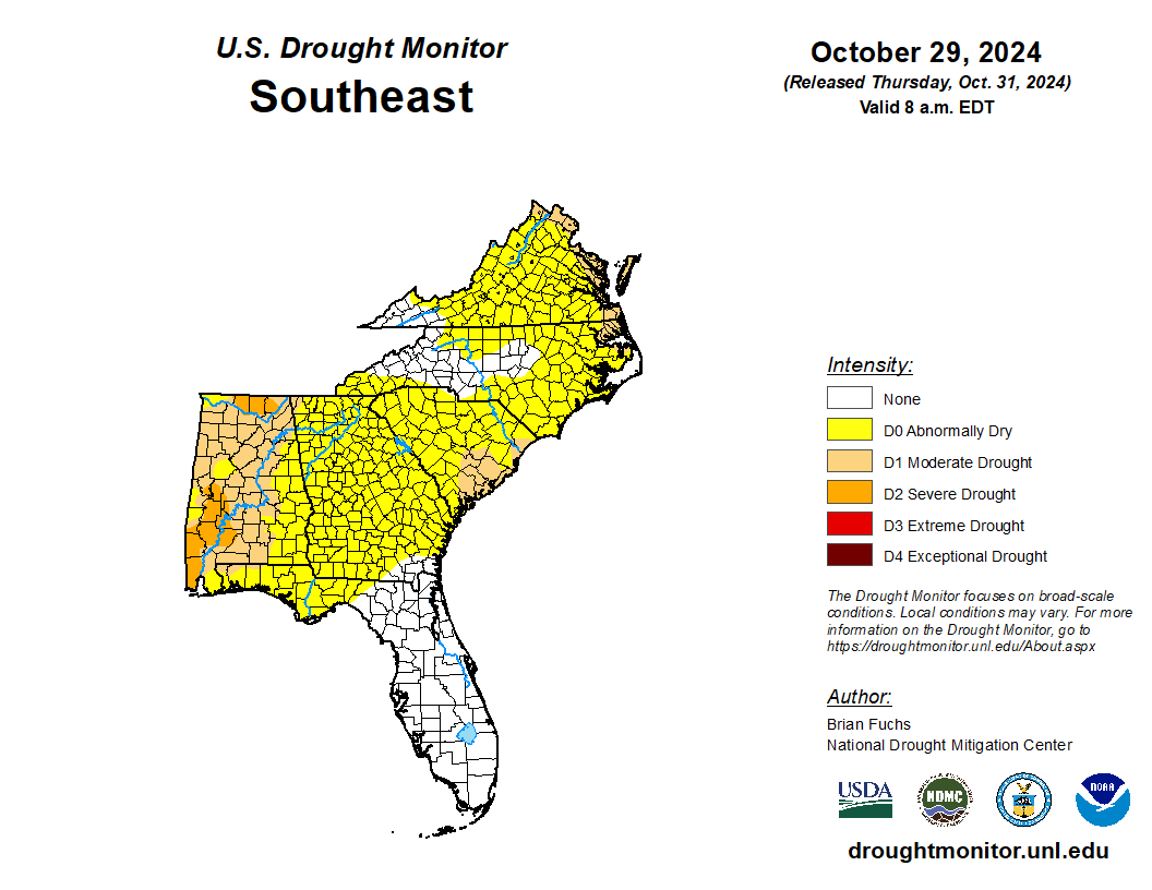 Featured image for “Drought Monitor: Dry Conditions Expanding Across Southeast Region”