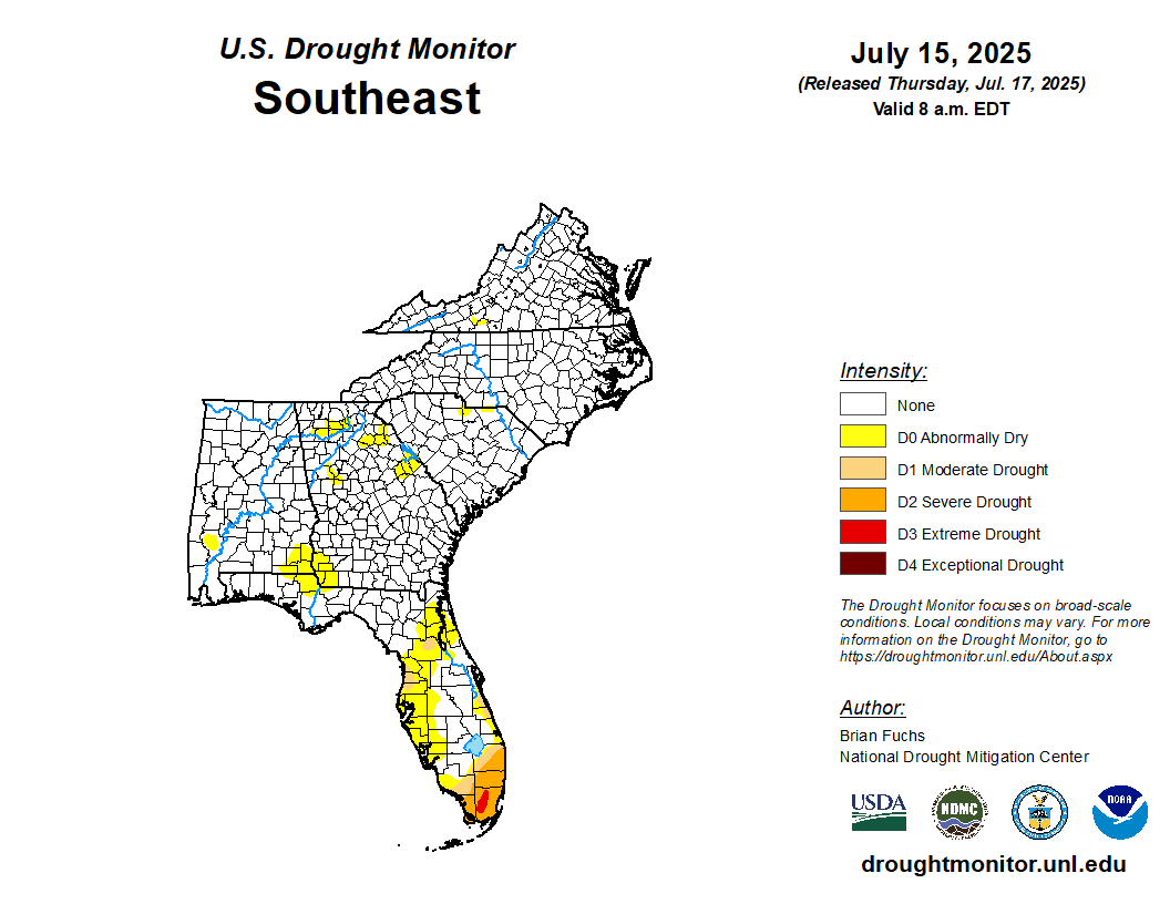 Featured image for “Drought Monitor Update: Various Dry Spots Across Southeast Region”