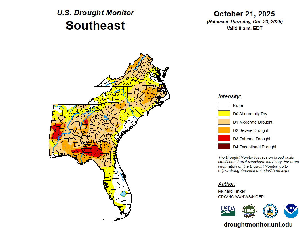 Featured image for “Drought Monitor Update: Extreme Conditions Spreading Across Southeast Region”