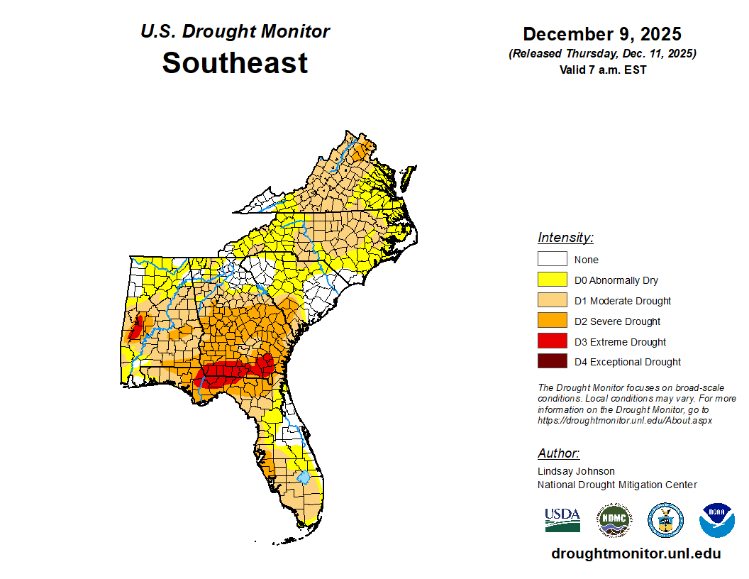 Featured image for “Drought Monitor Update: Recent Rains Erase Exceptional Drought in Southeast”