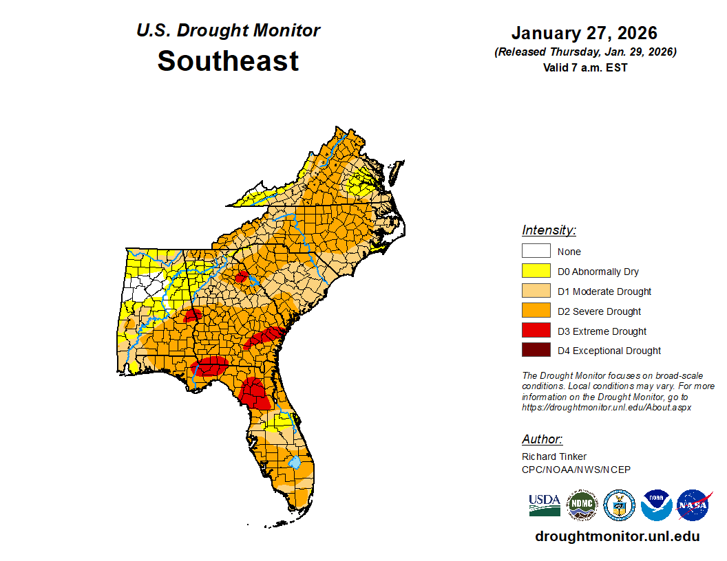 Featured image for “Drought Update: Extreme Conditions Observed in Florida, Georgia and Alabama”