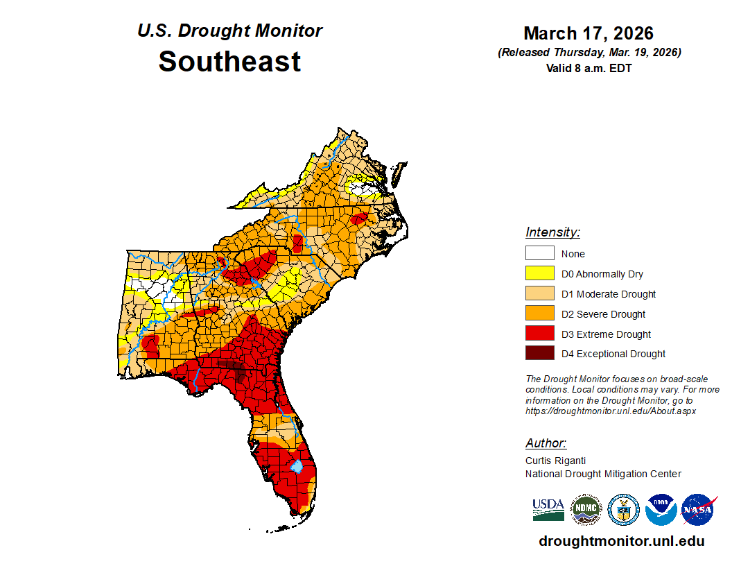 Featured image for “Drought Monitor Update: Exceptional Drought in North Florida, South Georgia”