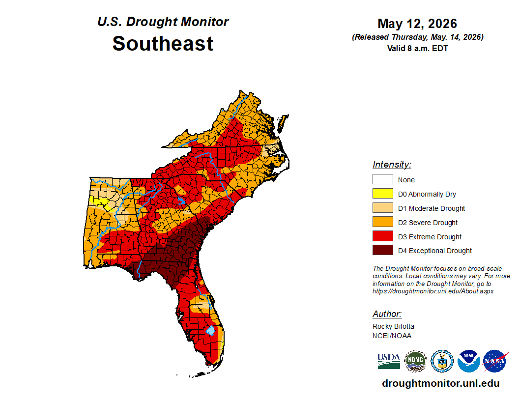 Featured image for “Drought Monitor Update: Not Much Improvement in Southeast”