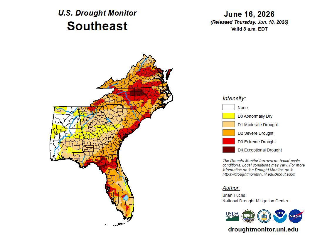 Featured image for “June Rains Help Alleviate Some Dry Conditions Across Southeast Region”