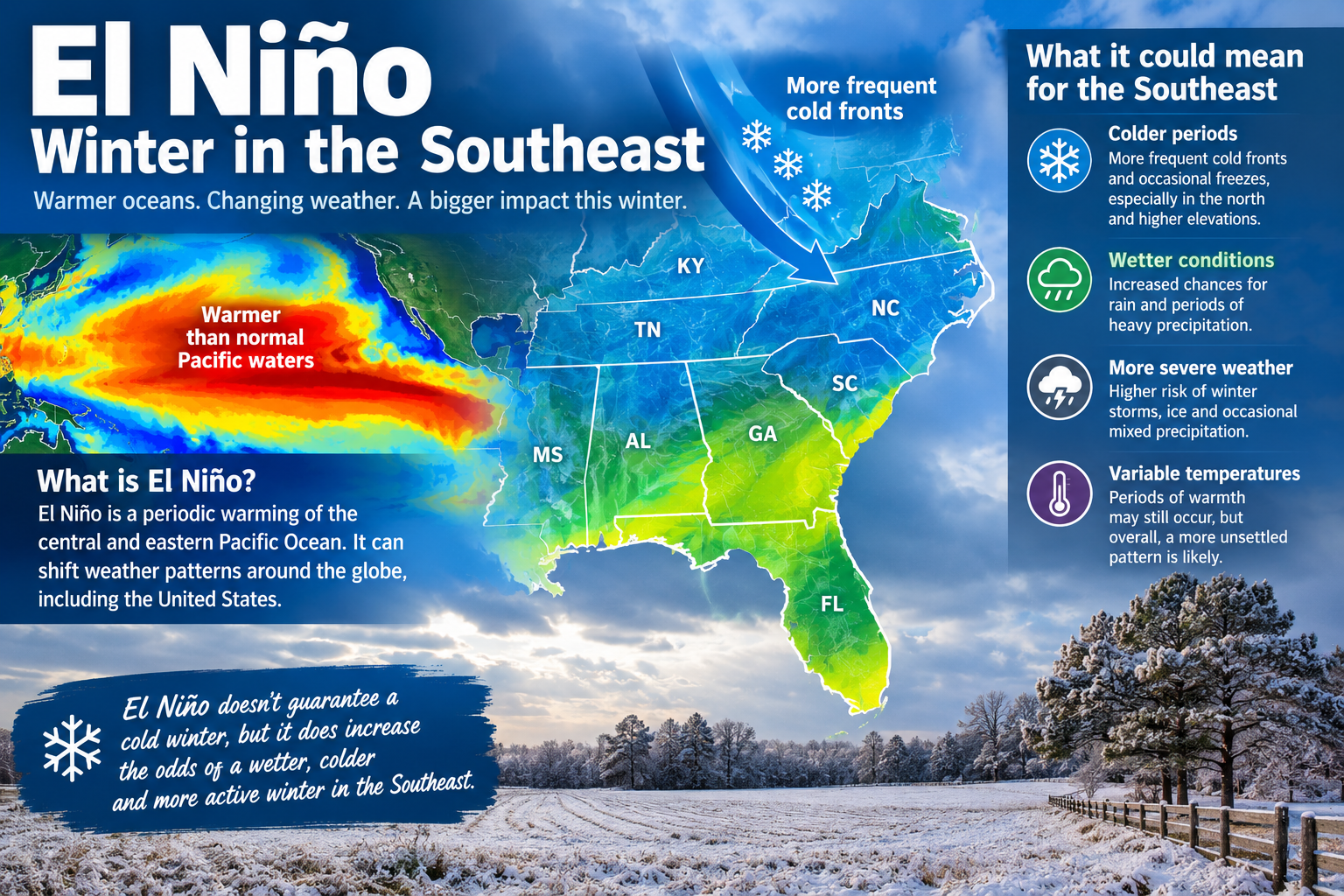 Featured image for āEl NiƱo Effect: Cooler, Wetter Winter Expected in Southeastā