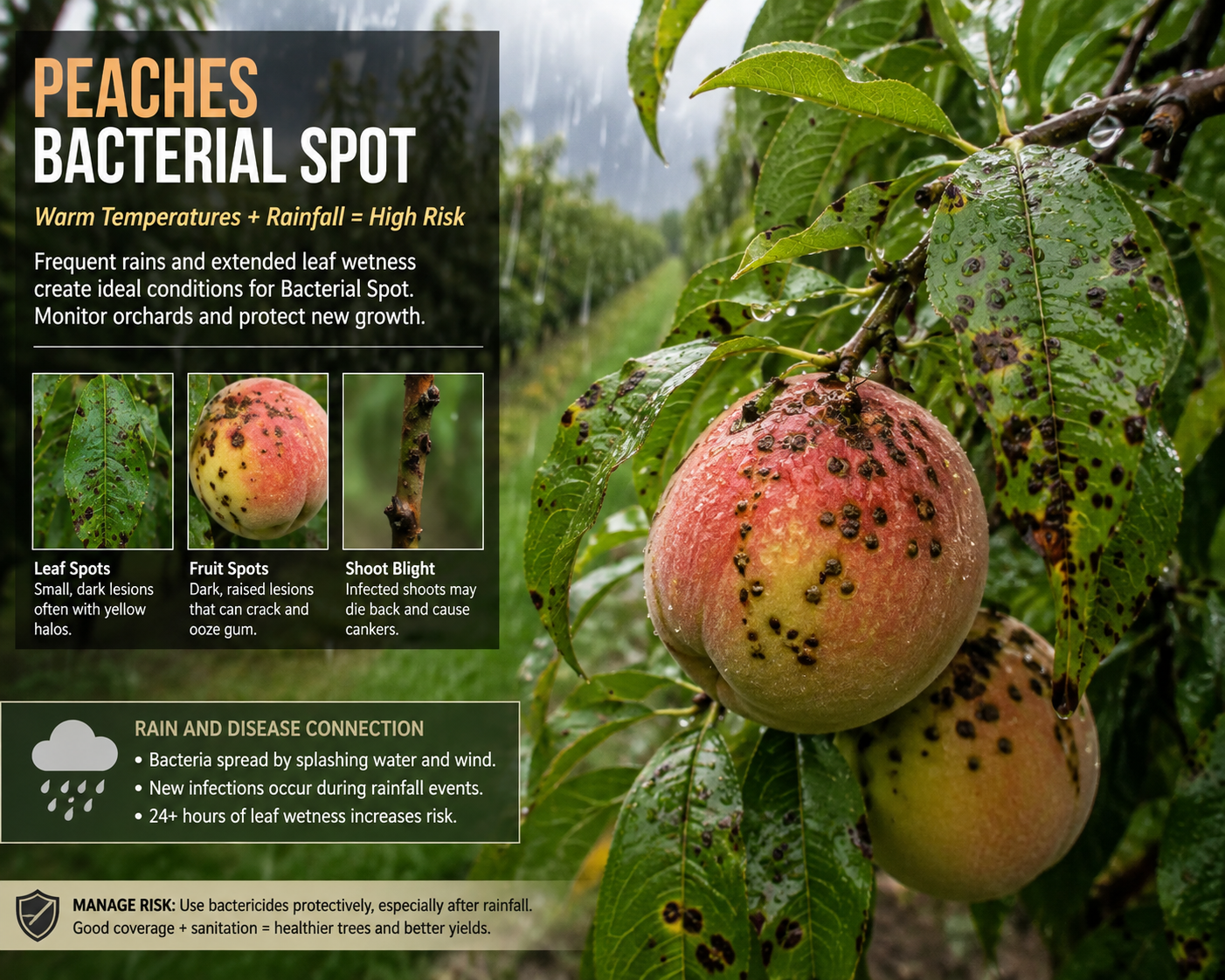Featured image for āRain Contingent: Bacterial Spot’s Yearly Threat to Southeast Peachesā